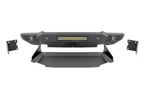 Ram 1500 Front Bumper - Rough Country - High Clearance with Skid Plate and LED Lights - Flat Black - '19-'23